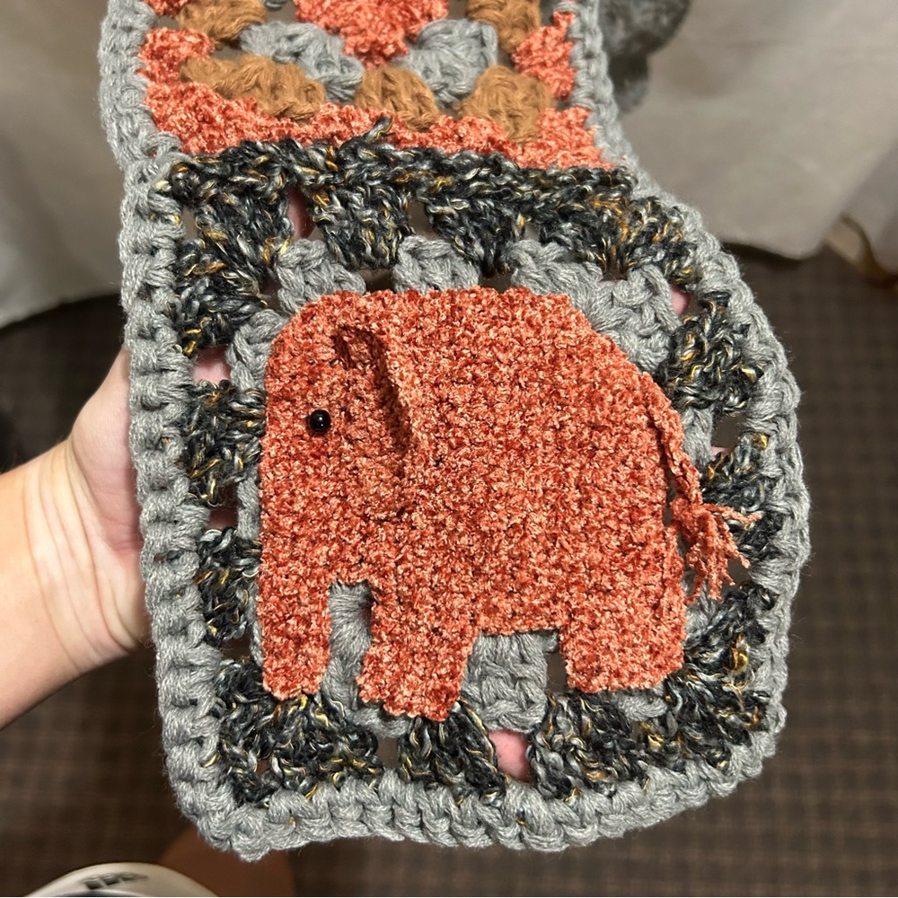Crochet Granny Square Scarf NWOT
